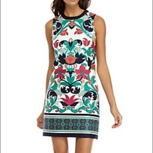 Laundry by Shelli Segal Printed Beaded Neck Dress- Size 6